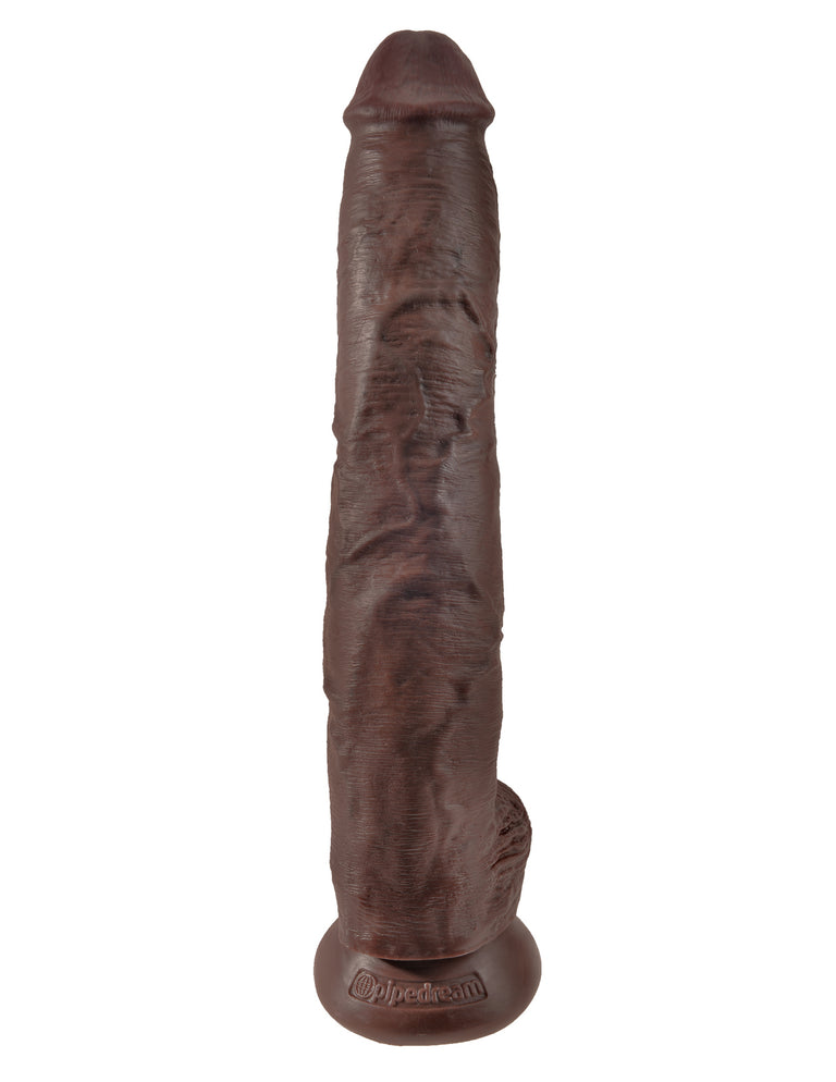 King Cock 14 in. Cock with Balls Brown
