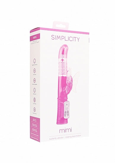 Mimi Butterfly Vibrator Rotating Dual Motors 8 Speeds Pink