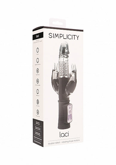 Laci Double Rabbit Rotating Triple Motors 8 Speeds Black