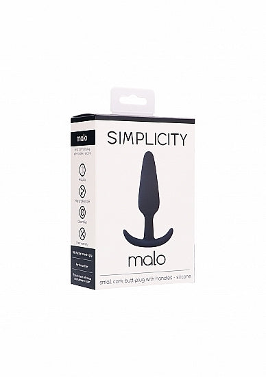 Malo Small Cork Butt-Plug with Handles Silicone Black