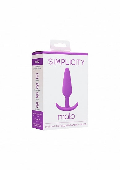 Malo Small Cork Butt-Plug with Handles Silicone Purple
