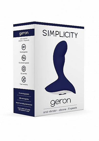 Geron Anal Vibrator Silicone 10 Speed Navy Blue