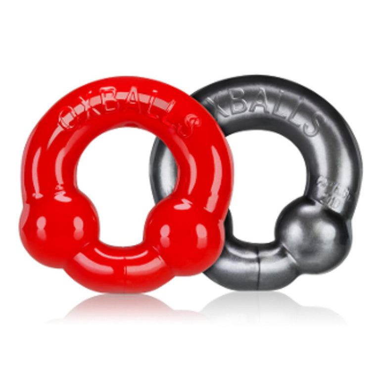 ULTRABALLS 2-pack Cockring Steel and Red