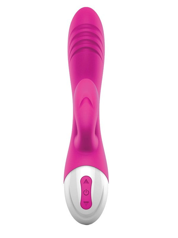 Playful Allure Rabbit Vibrator Pink and Chrome