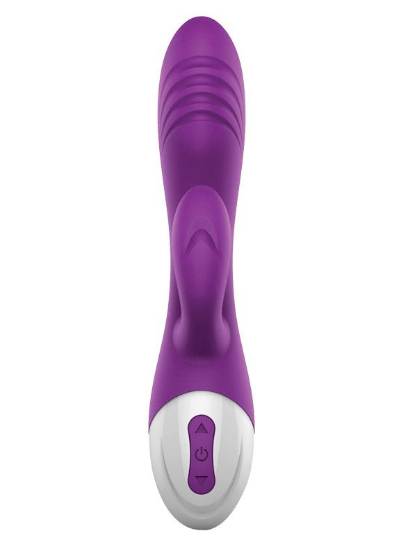 Playful Allure Rabbit Vibrator Purple and Chrome