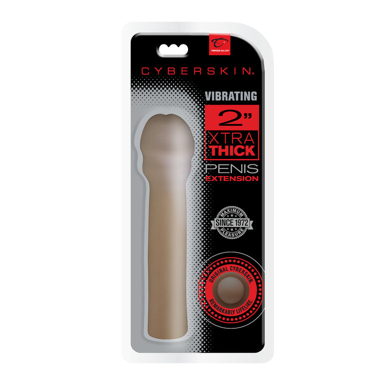 CyberSkin 2 inch Xtra Thick Vibrating Transformer Penis Extension Dark Clamshell