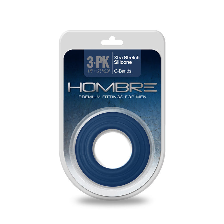 Hombre Xtra Stretch Silicone C-Bands 3 Pk Navy