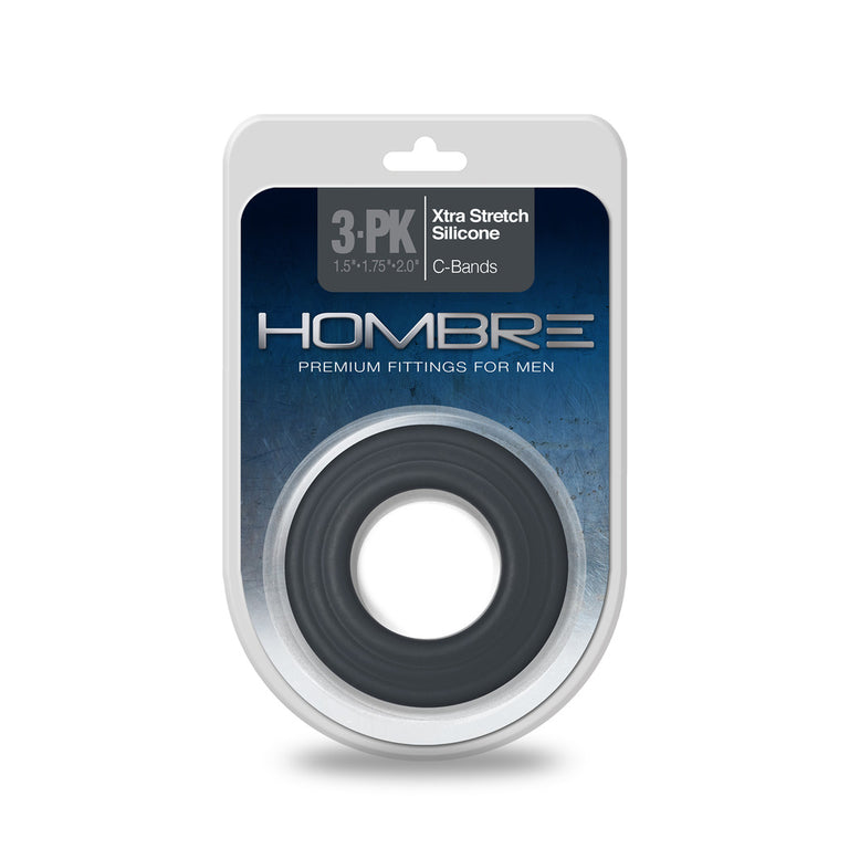 Hombre Xtra Stretch Silicone C-Bands 3 Pk Charcoal
