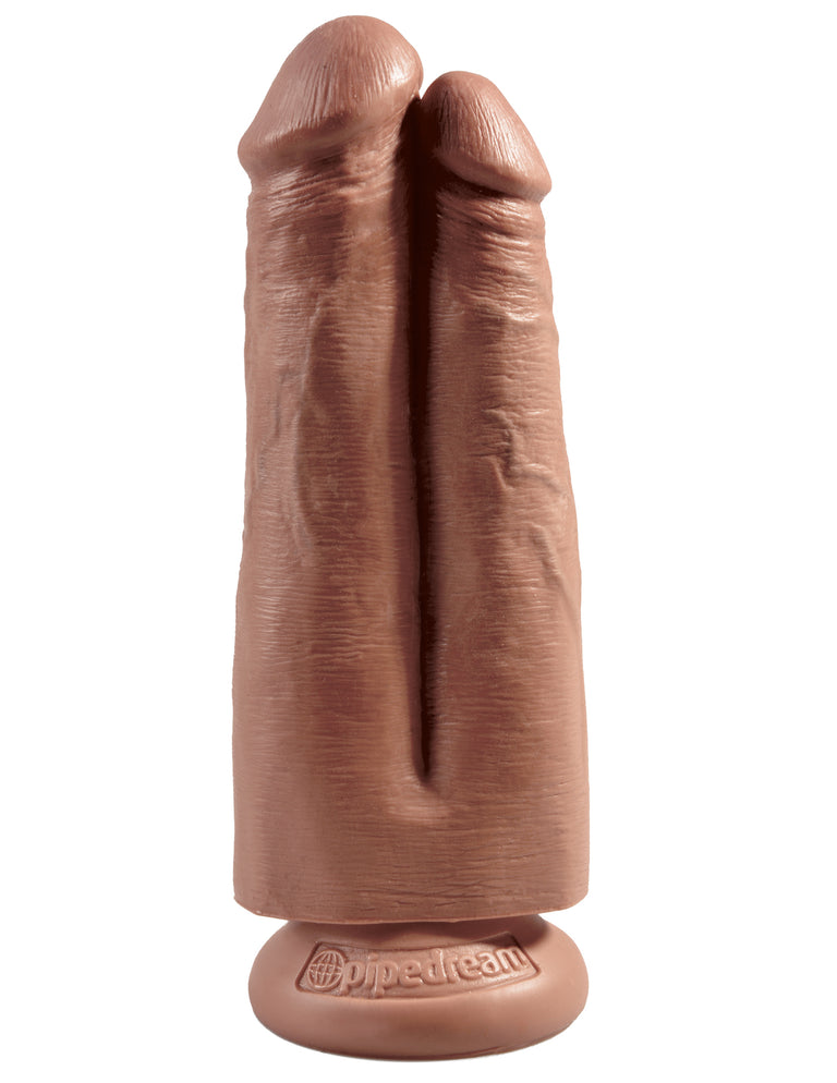 King Cock 7 in. Two Cocks One Hole - Tan