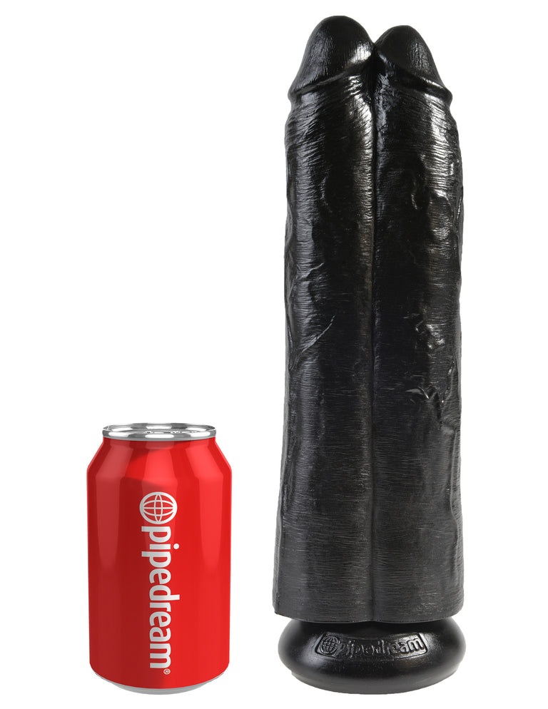 King Cock 11 in. Two Cocks One Hole - Black