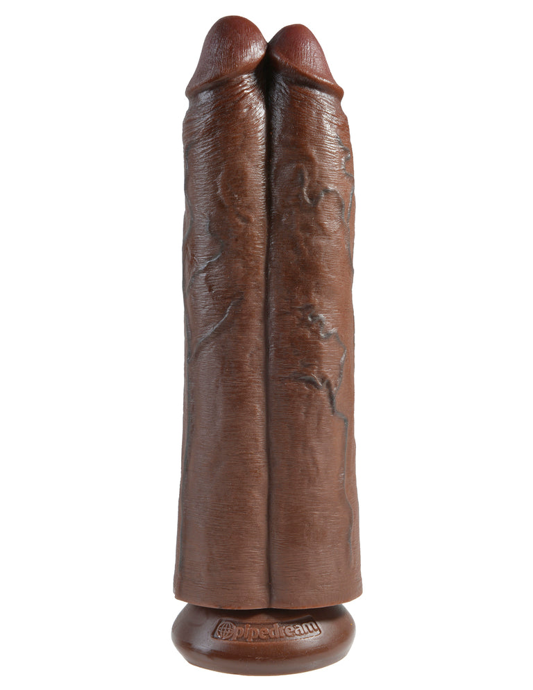 King Cock 11 in. Two Cocks One Hole - Brown