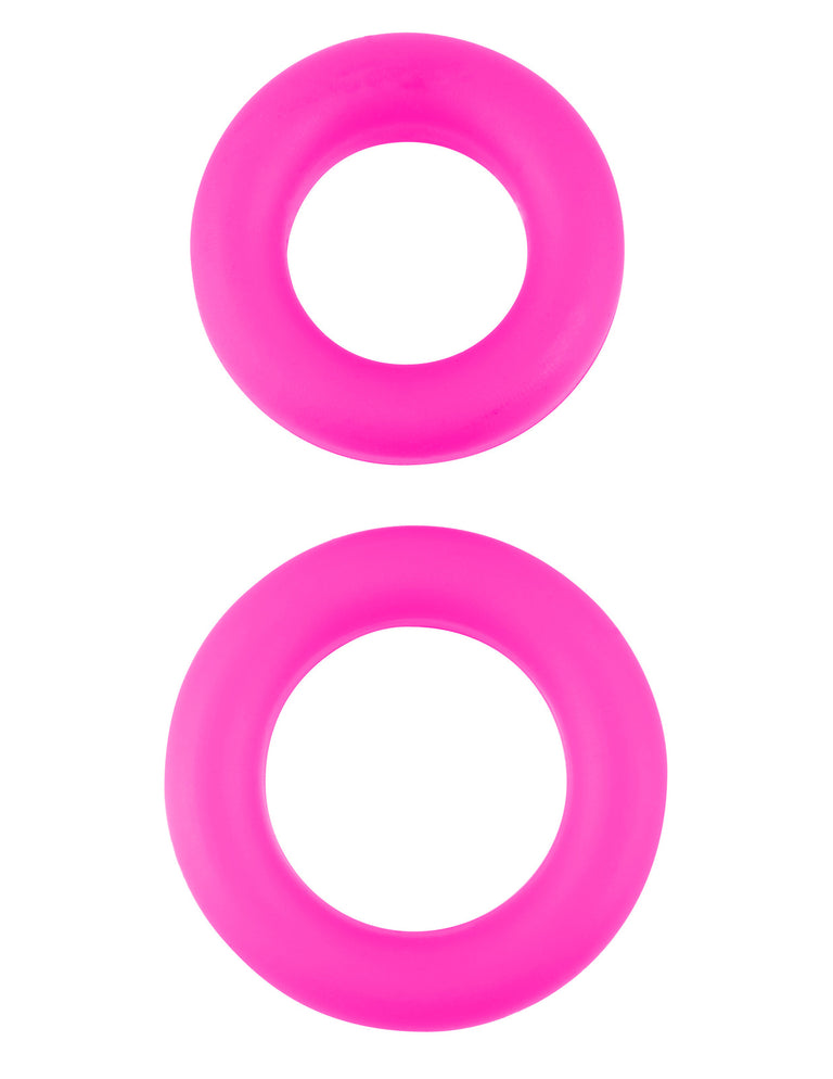 Neon Stretchy Silicone Cock Ring Set - Pink