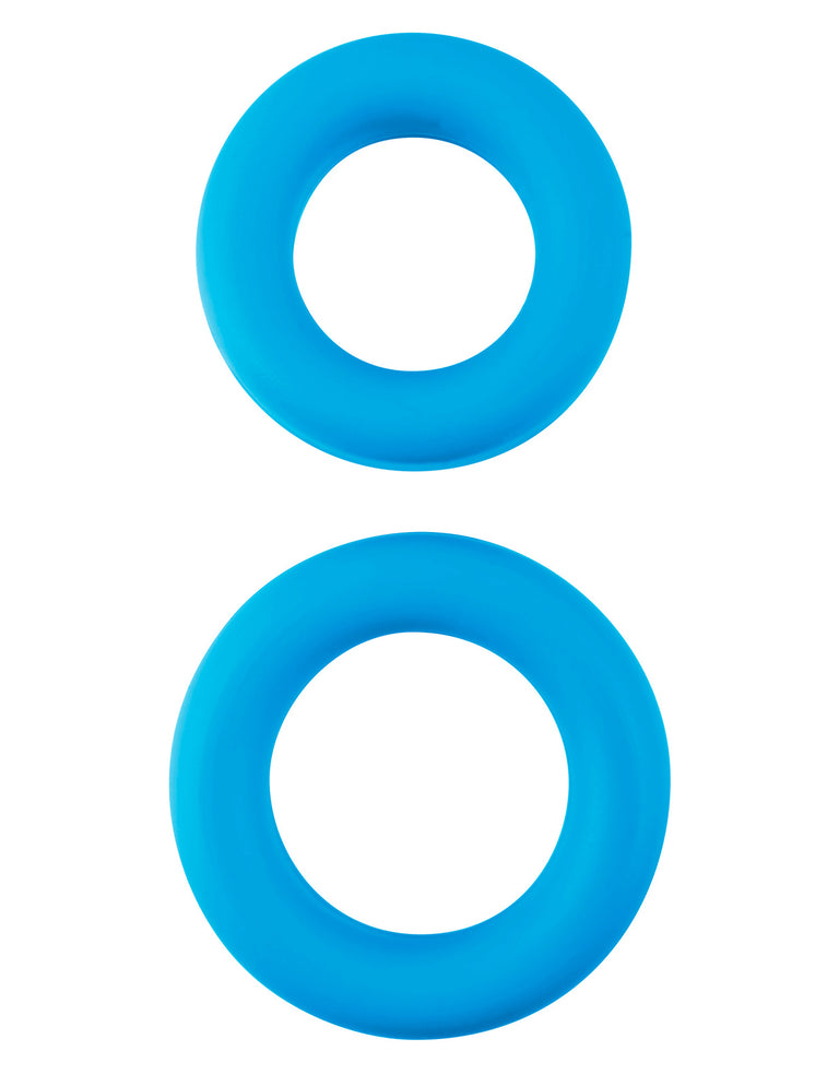 Neon Stretchy Silicone Cock Ring Set - Blue