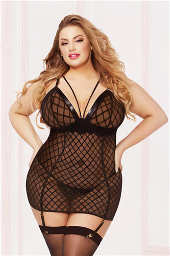 Naughty Little Secret Chemise Set 10872X Blk 3/4X (H)