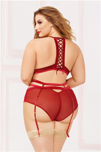 La Vie en Rose Bra Set 10881X Burgundy 3/4X (H)