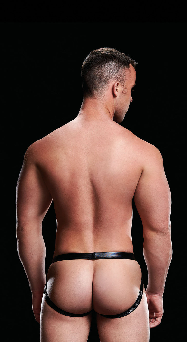 Envy Wet Look Open Back Jock E070 Blk LXL