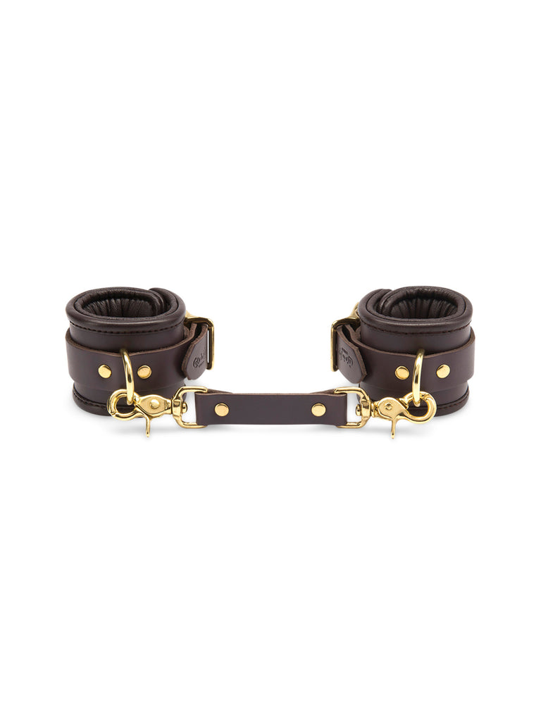 Coco de Mer Leather Wrist Cuffs S/M Brown