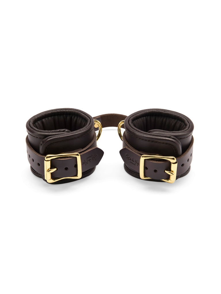 Coco de Mer Leather Wrist Cuffs L/XL Brown