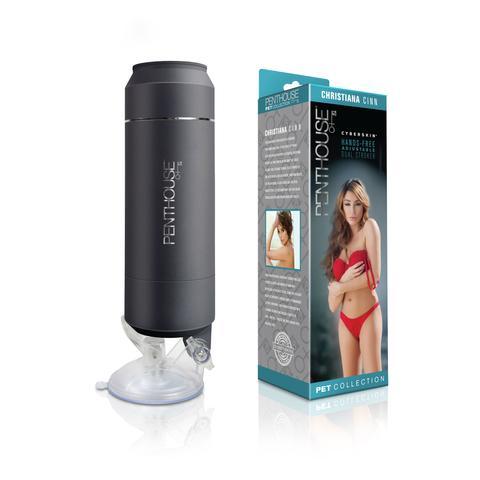 Penthouse Pet CyberSkin Hands-Free Adjustable Dual Stroker, Christiana Cinn