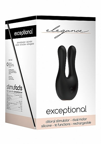 Elegance Dual Motor Clitoral Stimulator Exceptional Black