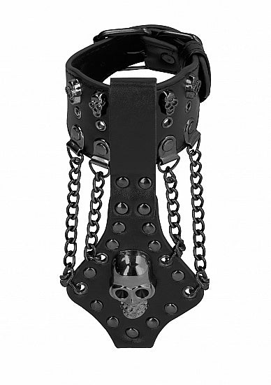 Skulls and Bones Bracelet with Skulls and Chains Black
