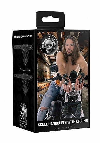 Skulls and Bones Handcuffs with Skulls and Chains Blac