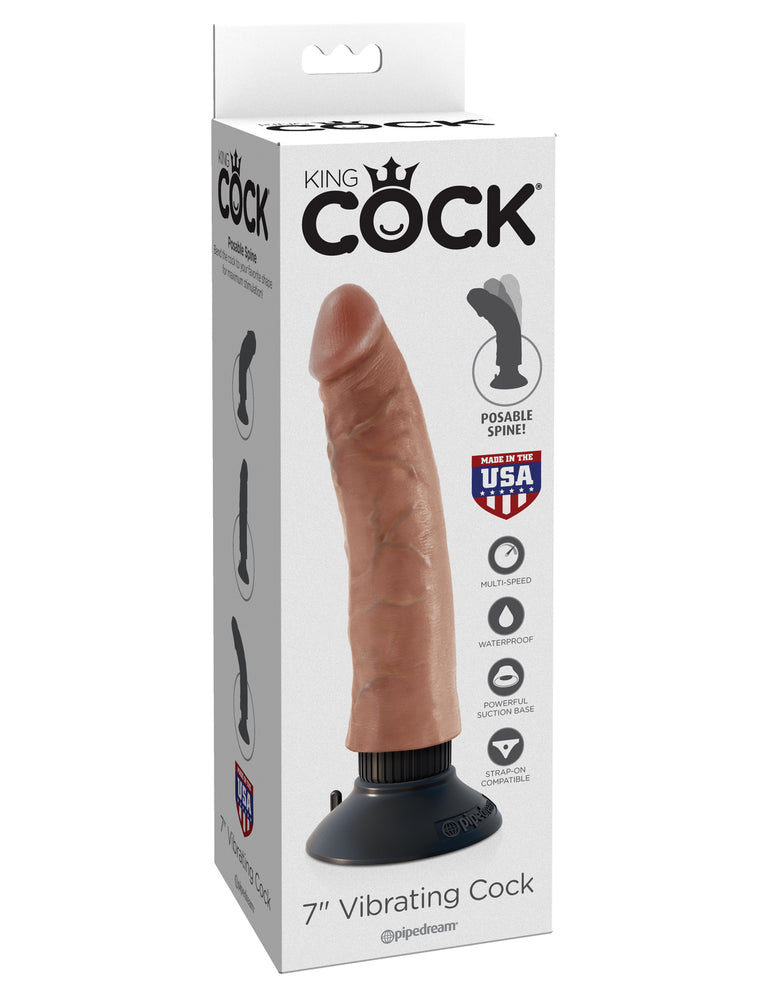 King Cock 7 in. Vibrating Cock Tan