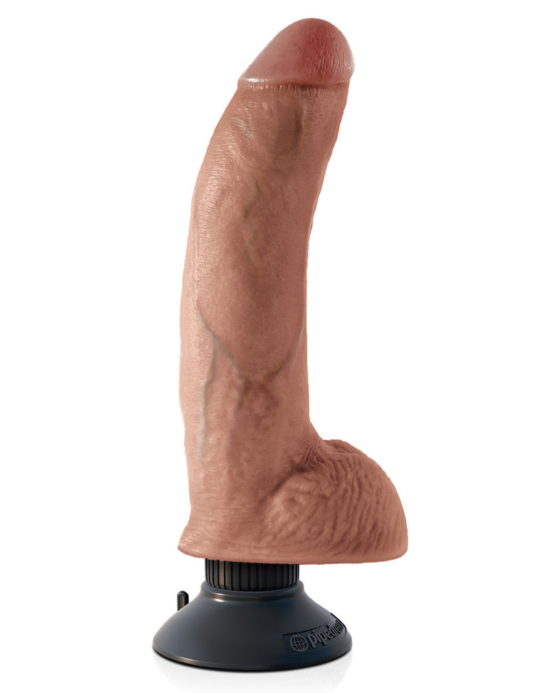 9" Vibrating Cock with Balls PD5409-22 Tan