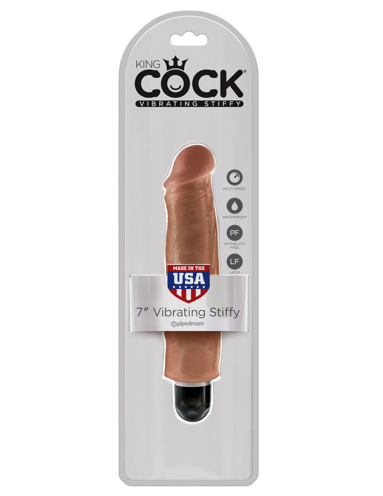King Cock  7" Vibrating Stiffy PD5522-22 Tan