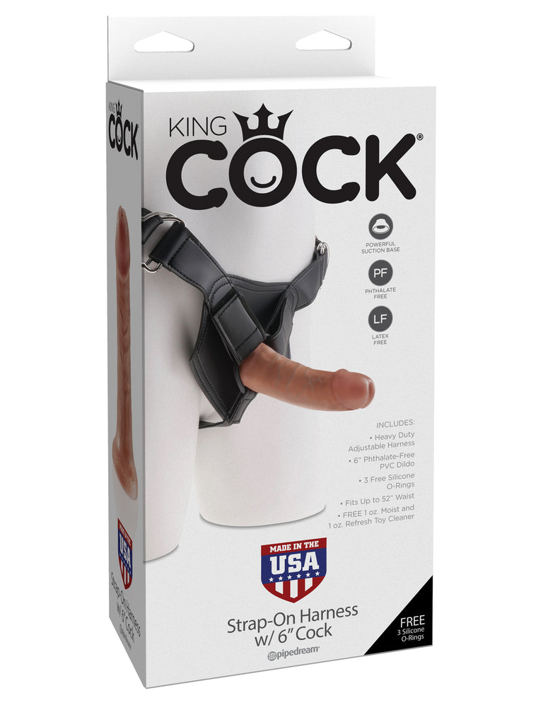 King Cock  Strap-on Harness w/ 6 in. Cock  Tan
