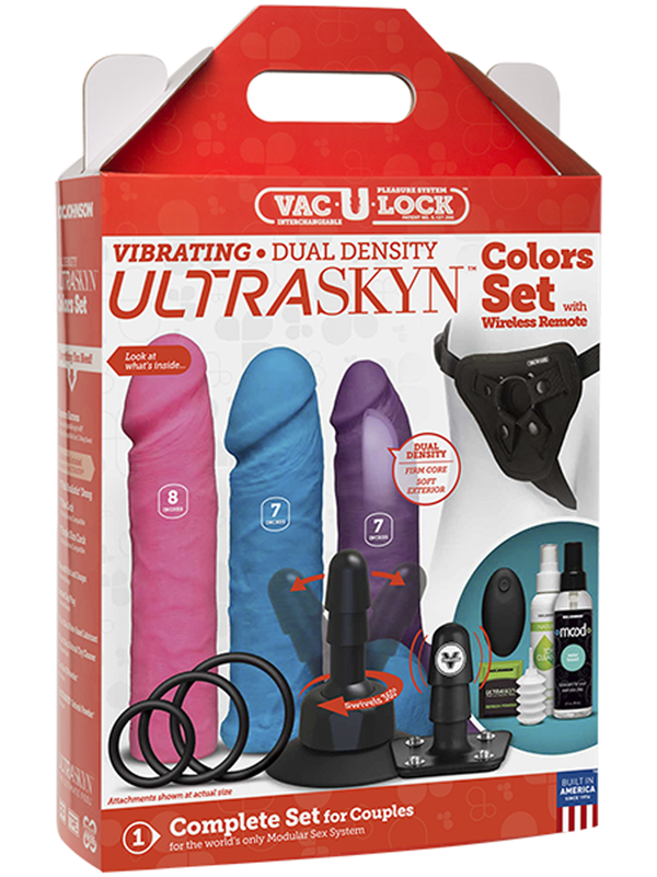 Vac-U-Lock - Vibrating DD ULTRASKYN Colors Set w R/C