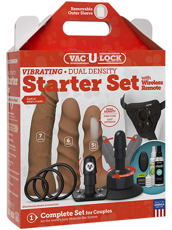 Vac-U-Lock - Vibrating DD Starter Set w R/C Caramel