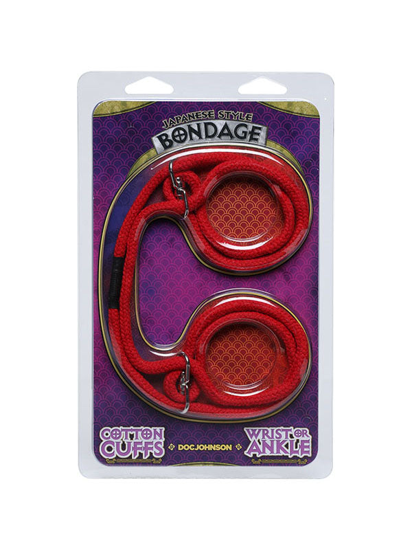 Japanese Style Bondage Wrist or Ankle Cotton Cuffs Red