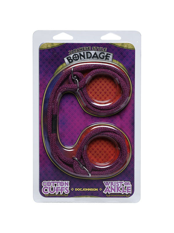 Japanese Style Bondage Wrist or Ankle Cotton Cuffs Purple
