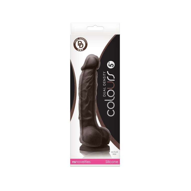 Colours Dual Density 5 in. Dildo Dark Brown
