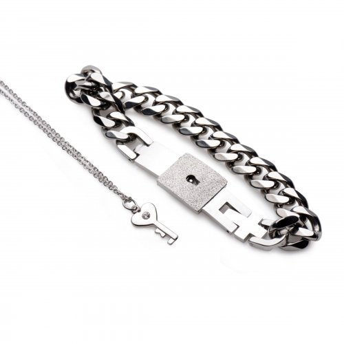 Chained Locking Bracelet with Key Necklace