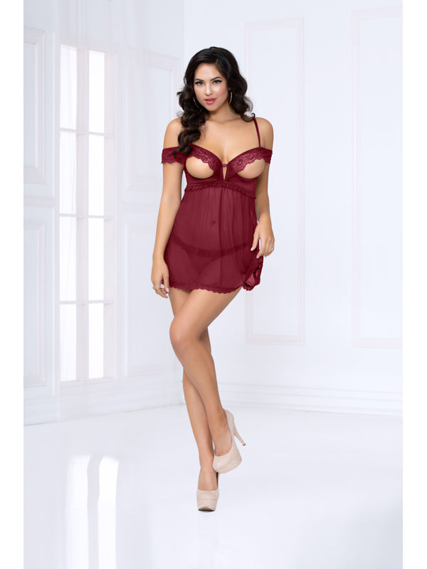 Femme Fatale Babydoll Set STM-10972 Wine L (H)