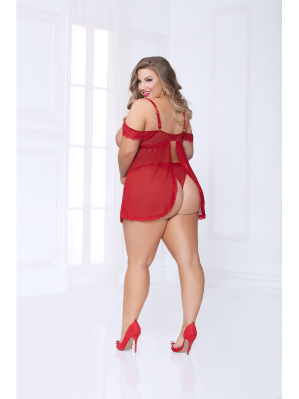 Femme Fatale Babydoll Set STM-10972X Wine 3/4X (H)