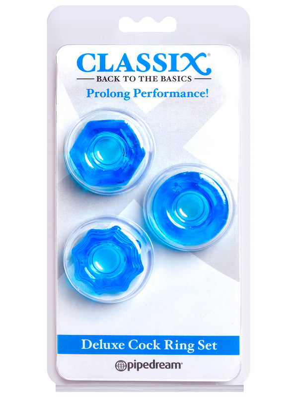 Classix Deluxe Cock Ring Set Blue