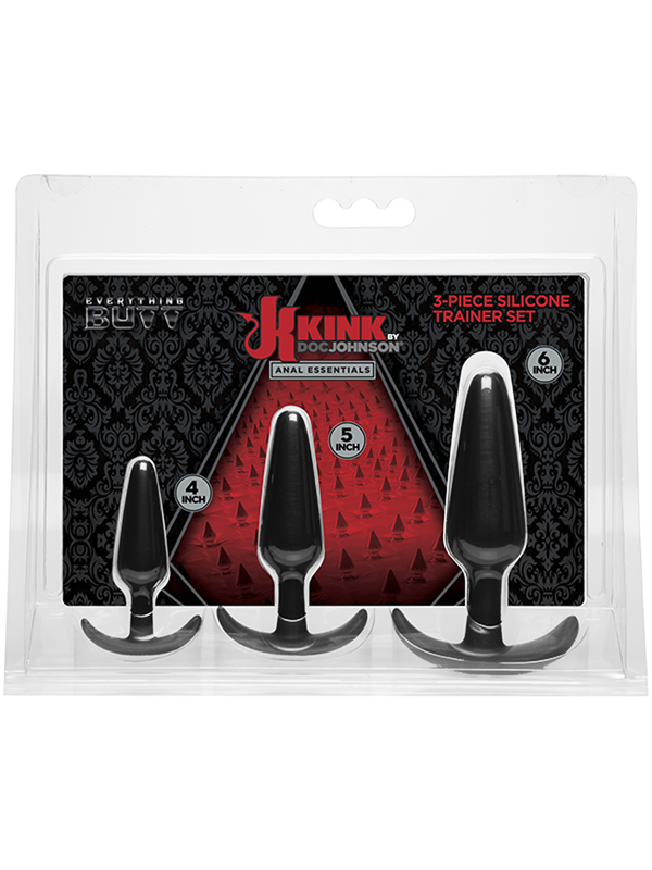Kink By Doc Johnson Anal Essentials 3-Piece Silicone Trainer Set Black