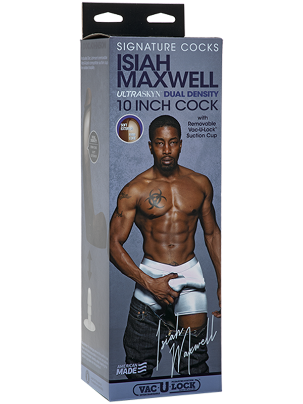 Signature Cocks Isiah Maxwell 10 Inch ULTRASKYN Cock with Removable Vac-U-Lock Suction Cup Chocolate
