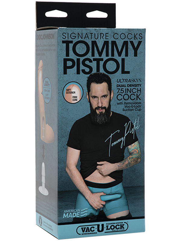 Signature Cocks Tommy Pistol 7.5 Inch ULTRASKYN Cock with Removable Vac-U-Lock Suction Cup Vanilla