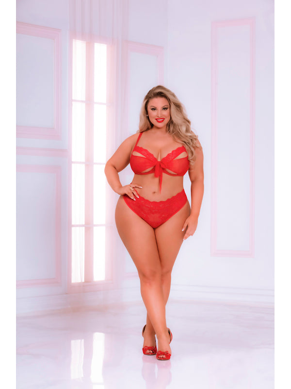 Bowed Over Bra Set STM-11051XP- Red-OSX (BX)