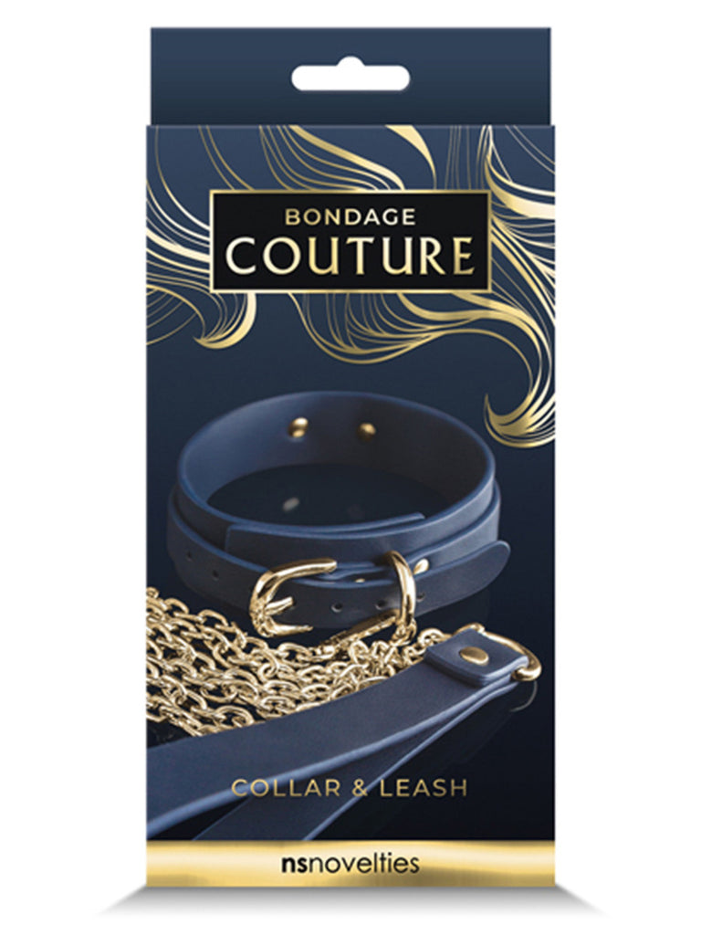 BONDAGE COUTURE COLLAR AND LEASH BLUE