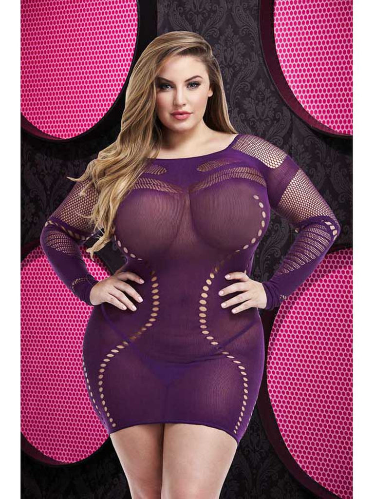 LONG SLEEVE MINI DRESS LC-65 PURPLE XL