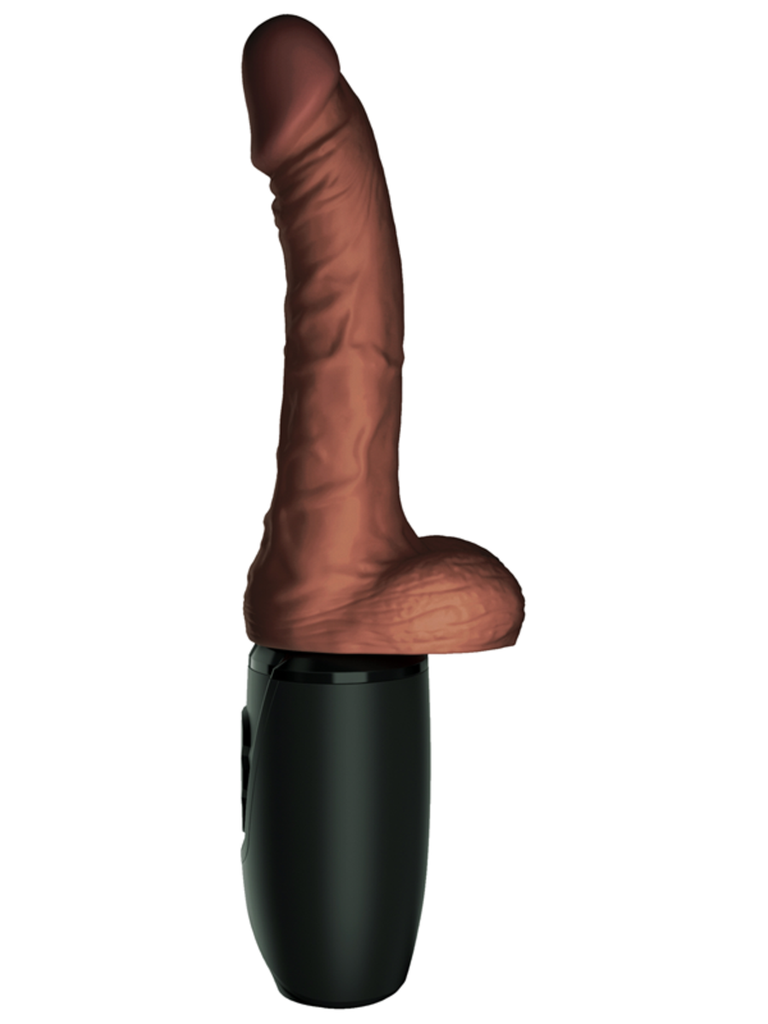 KING COCK PLUS 7.5 IN THRUSTING COCK WITH BALLS BROWN