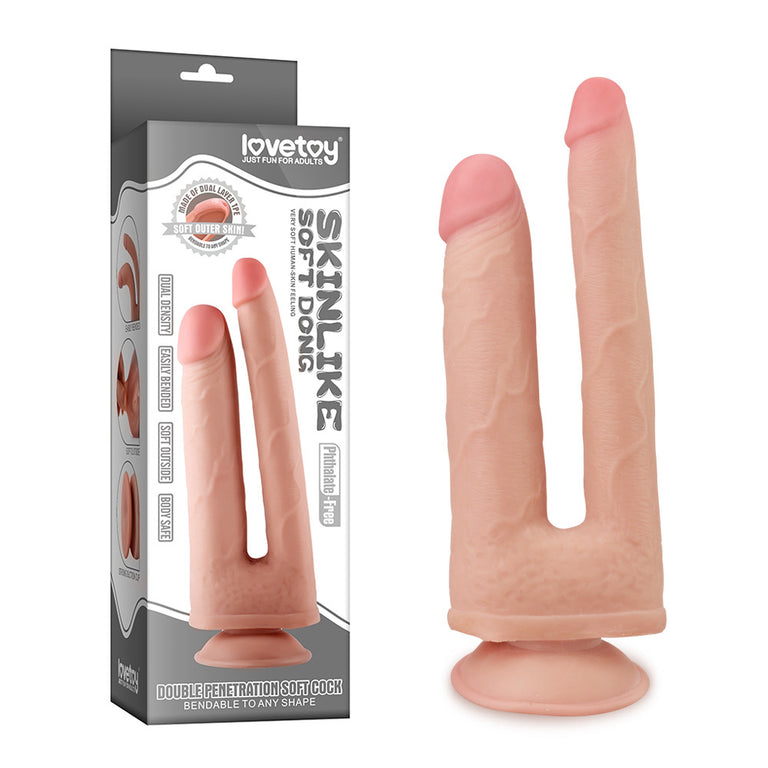 Skinlike Double Penetration Soft Cock Bendable to Any Shape