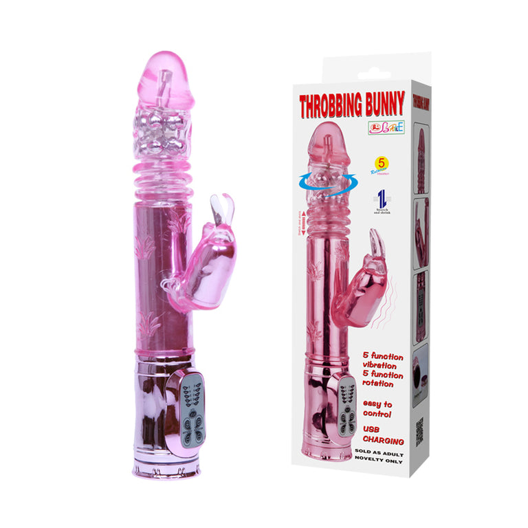 Throbbing Bunny - 5 Function vibration 5 Function rotation Up & Down Rechargeable