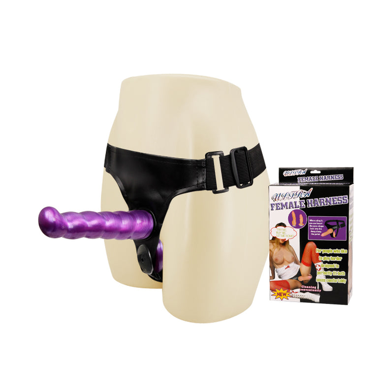 ULTRA FEMALE HARNESS - 2 Dildos Purple