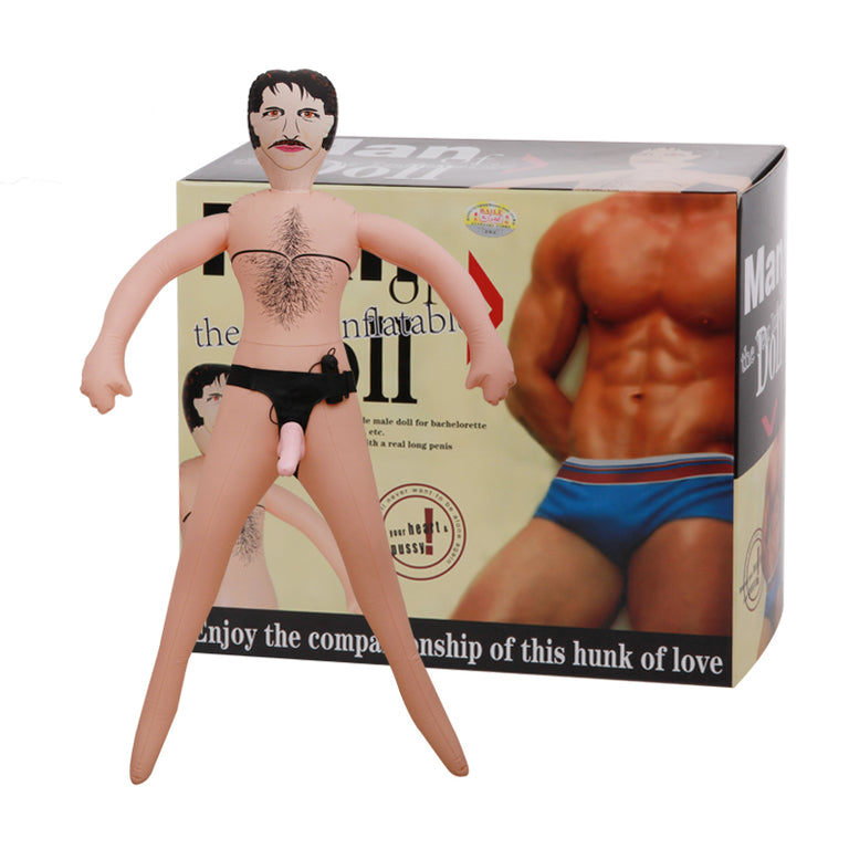 Big Man Doll With Vibrating Realistic Dildo 6" Strap-On
